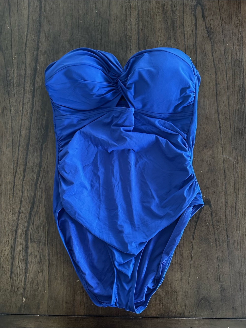Kate Spade One Piece Swimsuit 12 Blue Berry Bandeau Shirred NWT